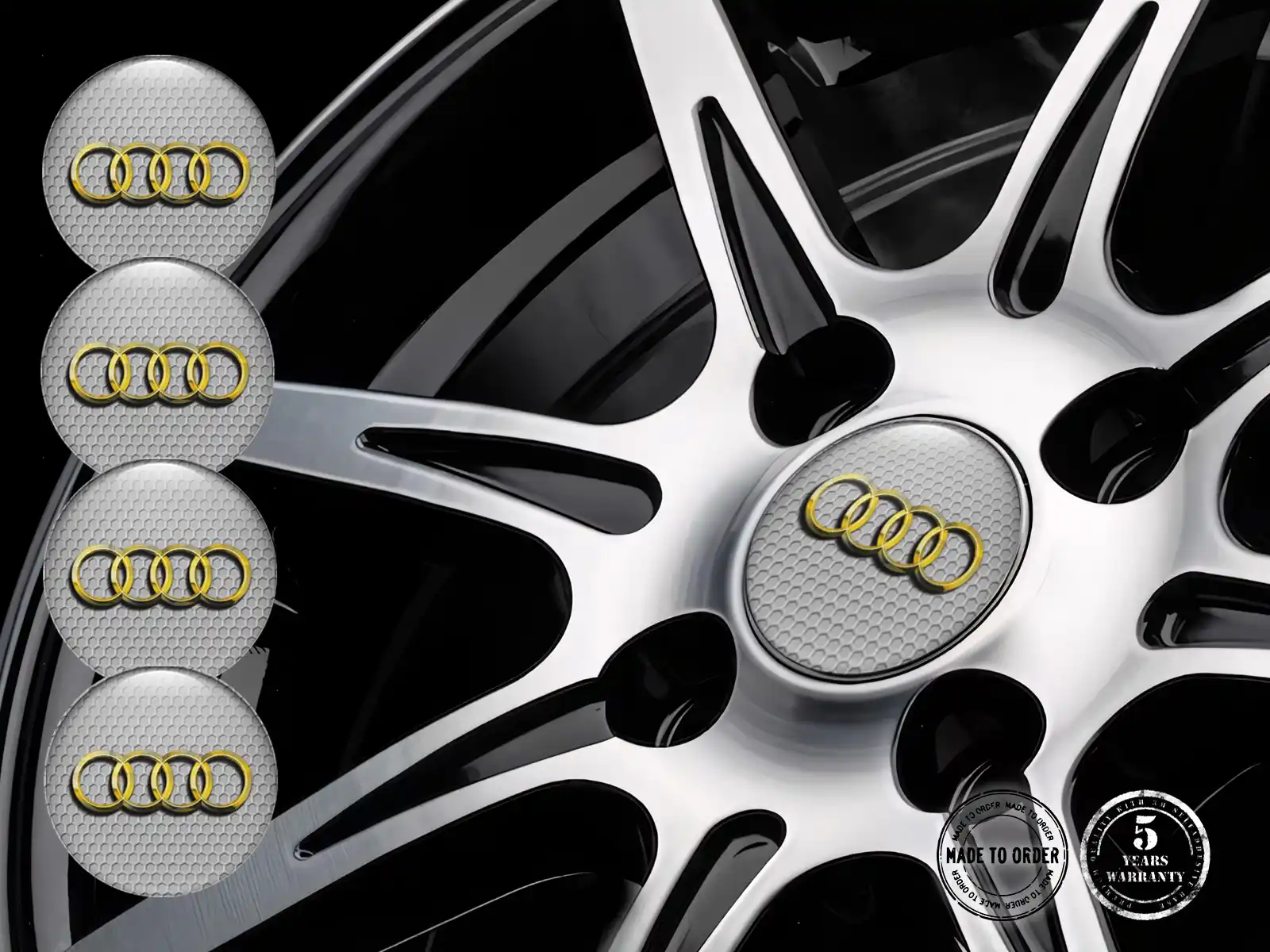 Audi Pegatina Tapacubos Edición Estilo Logo Bombado